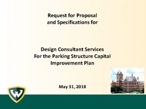 Request for Proposal and Specifications for Design Consultant