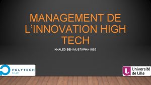 MANAGEMENT DE LINNOVATION HIGH TECH KHALED BEN MUSTAPHA