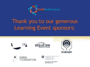 Thank you to our generous Learning Event sponsors