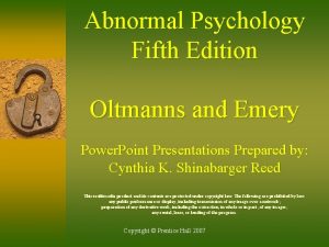 Abnormal Psychology Fifth Edition Oltmanns and Emery Power