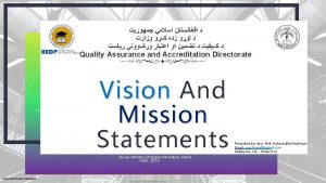 Quality Assurance and Accreditation Directorate Vision And Mission