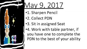 May 9 2017 1 Sharpen Pencil 2 Collect