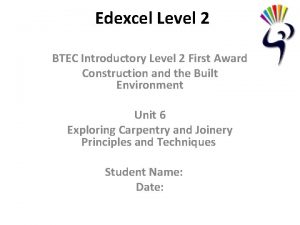 Edexcel Level 2 BTEC Introductory Level 2 First