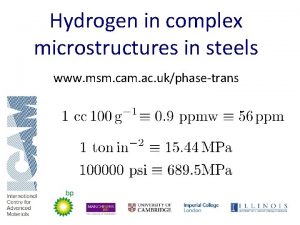 Hydrogen in complex microstructures in steels www msm