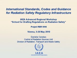 International Standards Codes and Guidance for Radiation Safety