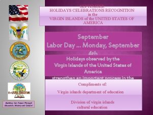 SEPTEMBER HOLIDAYS CELEBRATIONS RECOGNITION in the VIRGIN ISLANDS