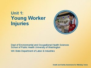 Unit 1 Young Worker Injuries Dept of Environmental