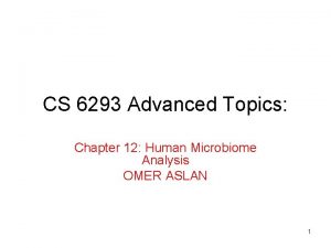 CS 6293 Advanced Topics Chapter 12 Human Microbiome