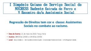 I Simpsio Goiano de Servio Social do NUCRESS