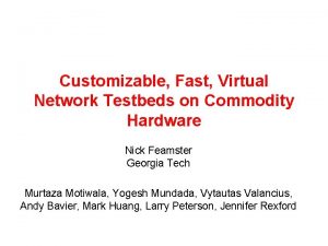 Customizable Fast Virtual Network Testbeds on Commodity Hardware