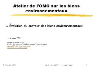 Atelier de lOMC sur les biens environnementaux volution