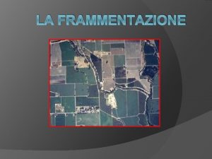 LA FRAMMENTAZIONE DEFINIZION E Per frammentazione ambientale si