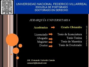 UNIVERSIDAD NACIONAL FEDERICO VILLARREAL ESCUELA DE POSTGRADO DOCTORADO