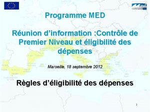 Programme MED Runion dinformation Contrle de Premier Niveau