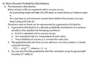 III More Discrete Probability Distributions B Poisson Distribution