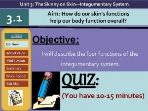 Unit 3 The Skinny on SkinIntegumentary System 3