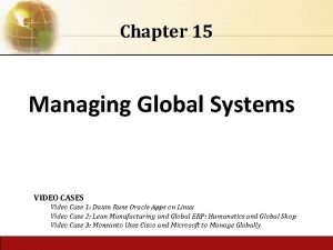 Chapter 15 Managing Global Systems VIDEO CASES Video