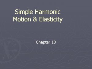 Simple Harmonic Motion Elasticity Chapter 10 Elastic Potential
