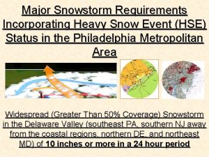 Major Snowstorm Requirements Incorporating Heavy Snow Event HSE