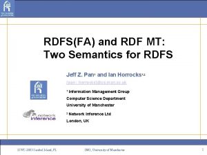 RDFSFA and RDF MT Two Semantics for RDFS