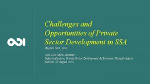 Challenges and Opportunities of Private Sector Development in