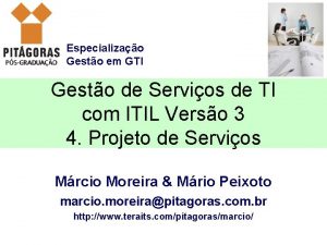 Especializao Gesto em GTI Gesto de Servios de