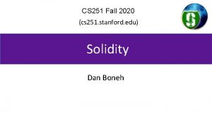 CS 251 Fall 2020 cs 251 stanford edu