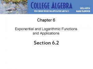 Chapter 6 Exponential and Logarithmic Functions and Applications