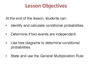 Lesson Objectives At the end of the lesson