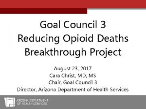 Goal Council 3 Reducing Opioid Deaths Breakthrough Project