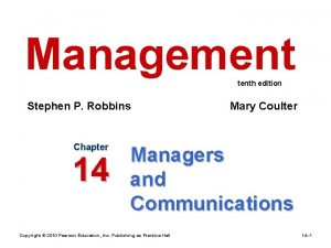 Management tenth edition Stephen P Robbins Chapter 14