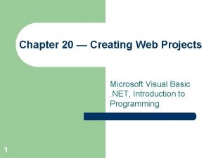 Chapter 20 Creating Web Projects Microsoft Visual Basic