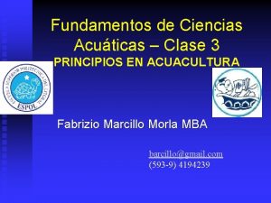 Fundamentos de Ciencias Acuticas Clase 3 PRINCIPIOS EN