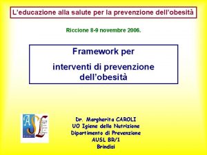 Leducazione alla salute per la prevenzione dellobesit Riccione