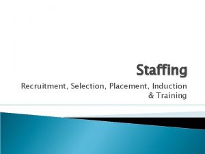 Staffing Recruitment Selection Placement Induction Training Staffing It