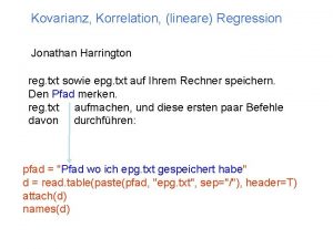 Kovarianz Korrelation lineare Regression Jonathan Harrington reg txt