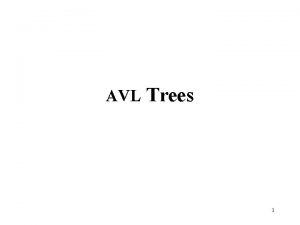 AVL Trees 1 AVL Trees An AVL tree