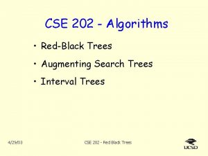 CSE 202 Algorithms RedBlack Trees Augmenting Search Trees