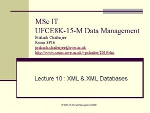 MSc IT UFCE 8 K15 M Data Management