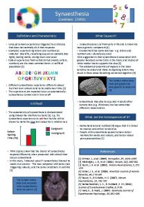 Synaesthesia Candidate 123456 Definitions and Characteristics Unusual sensory