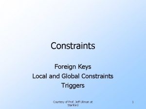 Constraints Foreign Keys Local and Global Constraints Triggers