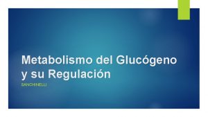 Metabolismo del Glucgeno y su Regulacin SANCHINELLI Sntesis