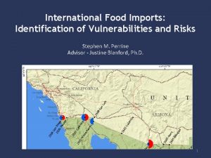 International Food Imports Identification of Vulnerabilities and Risks