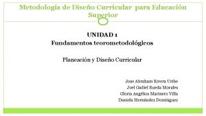 Metodologa de Diseo Curricular para Educacin Superior UNIDAD