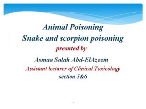 Animal Poisoning Snake and scorpion poisoning presnted by