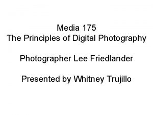 Media 175 The Principles of Digital Photography Photographer