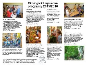 Ekologick vukov programy 20152016 Boudo budko skornk Vukov