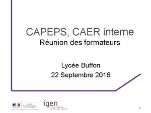 CAPEPS CAER interne Runion des formateurs Lyce Buffon