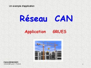 Un exemple dapplication Rseau CAN Application Patrick MONASSIER