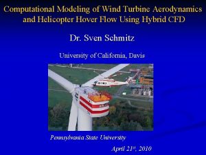 Computational Modeling of Wind Turbine Aerodynamics and Helicopter